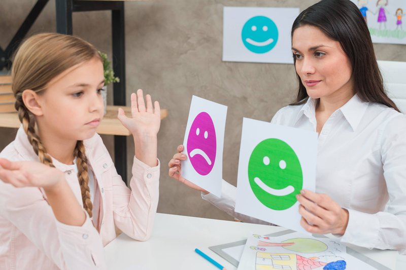 mother teaching emotional handling to kid